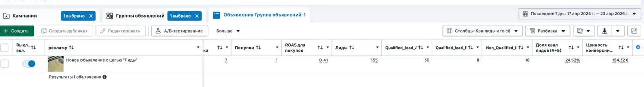 Появляется статистика по выручке и лидам в кабинете